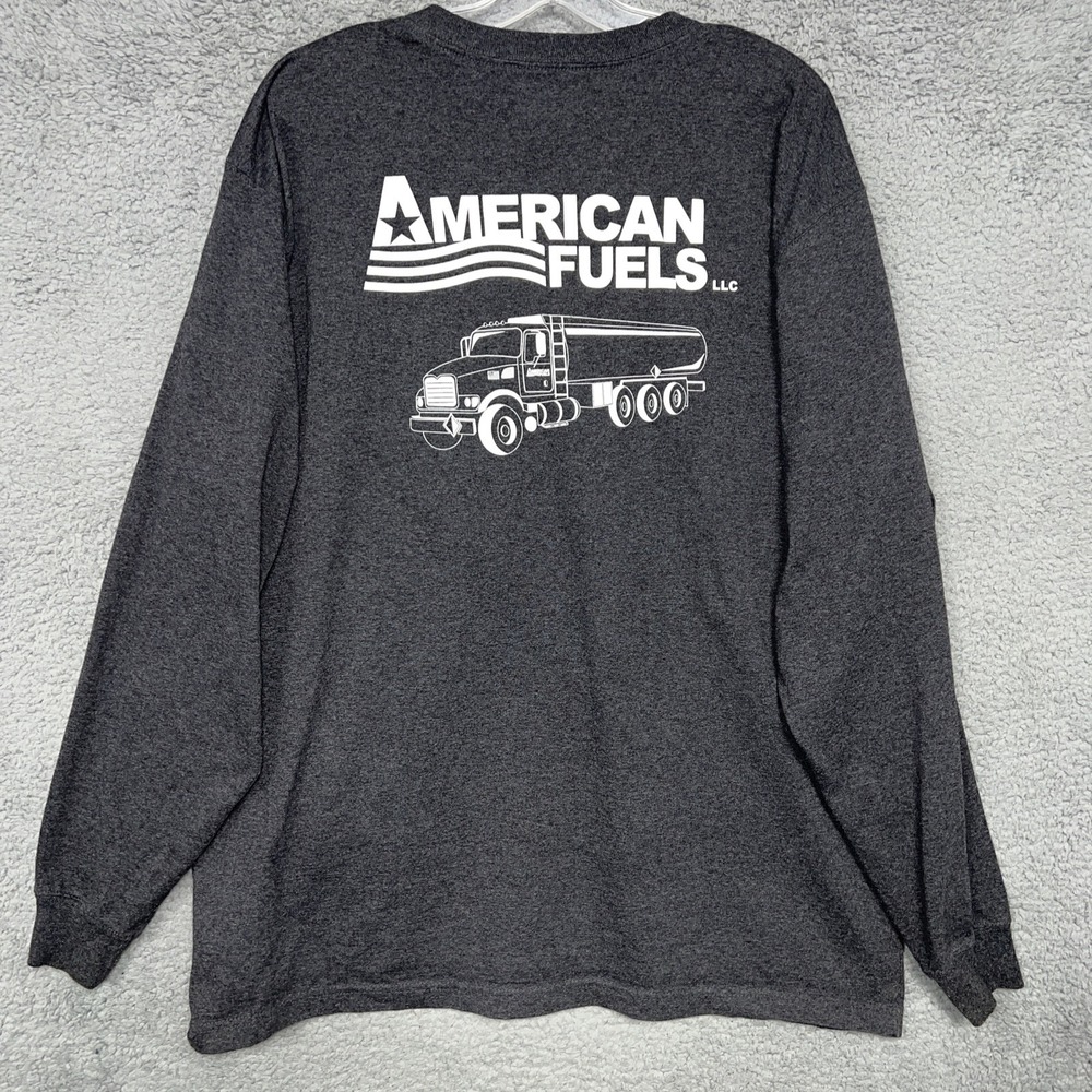 Carhartt x American Fuels T Shirt Men's Sz XL Gray Long Sleeve Pocket 2-Side Tee